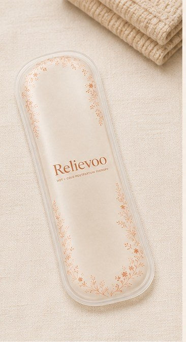 The Relievoo hot and cold therapy pack resting on a folded towel