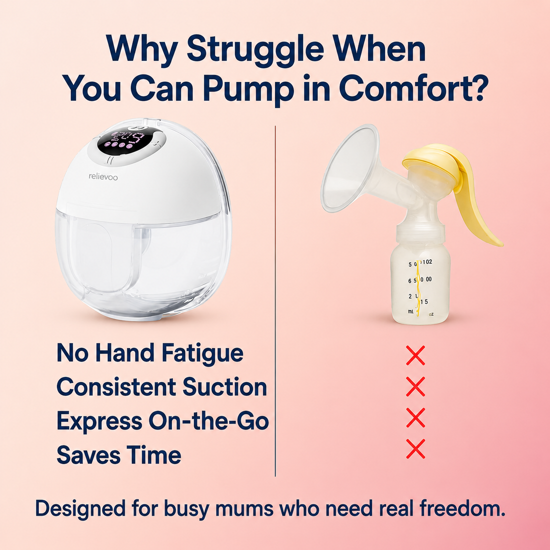 Wearable vs manual breast pump comfort comparison