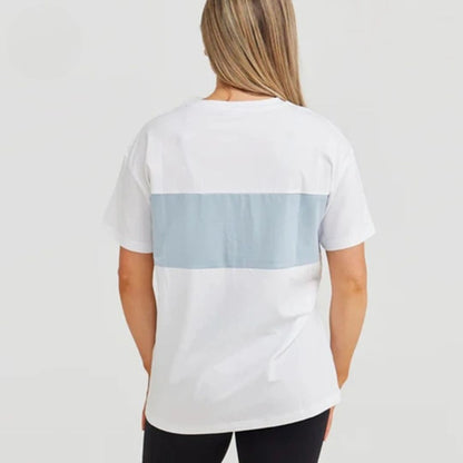 Everyday colour-block nursing tee laid flat, a nursing top for breastfeeding mums – Relievoo