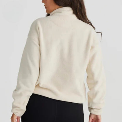 Ivory nursing half-zip laid flat, a cosy breastfeeding layer for everyday wear – Relievoo
