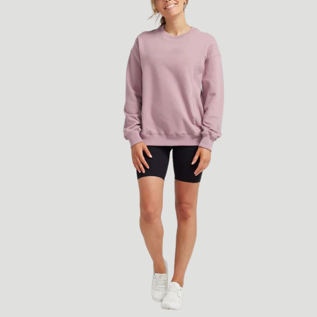 Dusty mauve nursing pullover close-up showing soft fabric for nursing mums – Relievoo