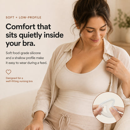 Relievoo breast milk collector worn discreetly inside a nursing bra thanks to its low profile rvpumpen rvhasar