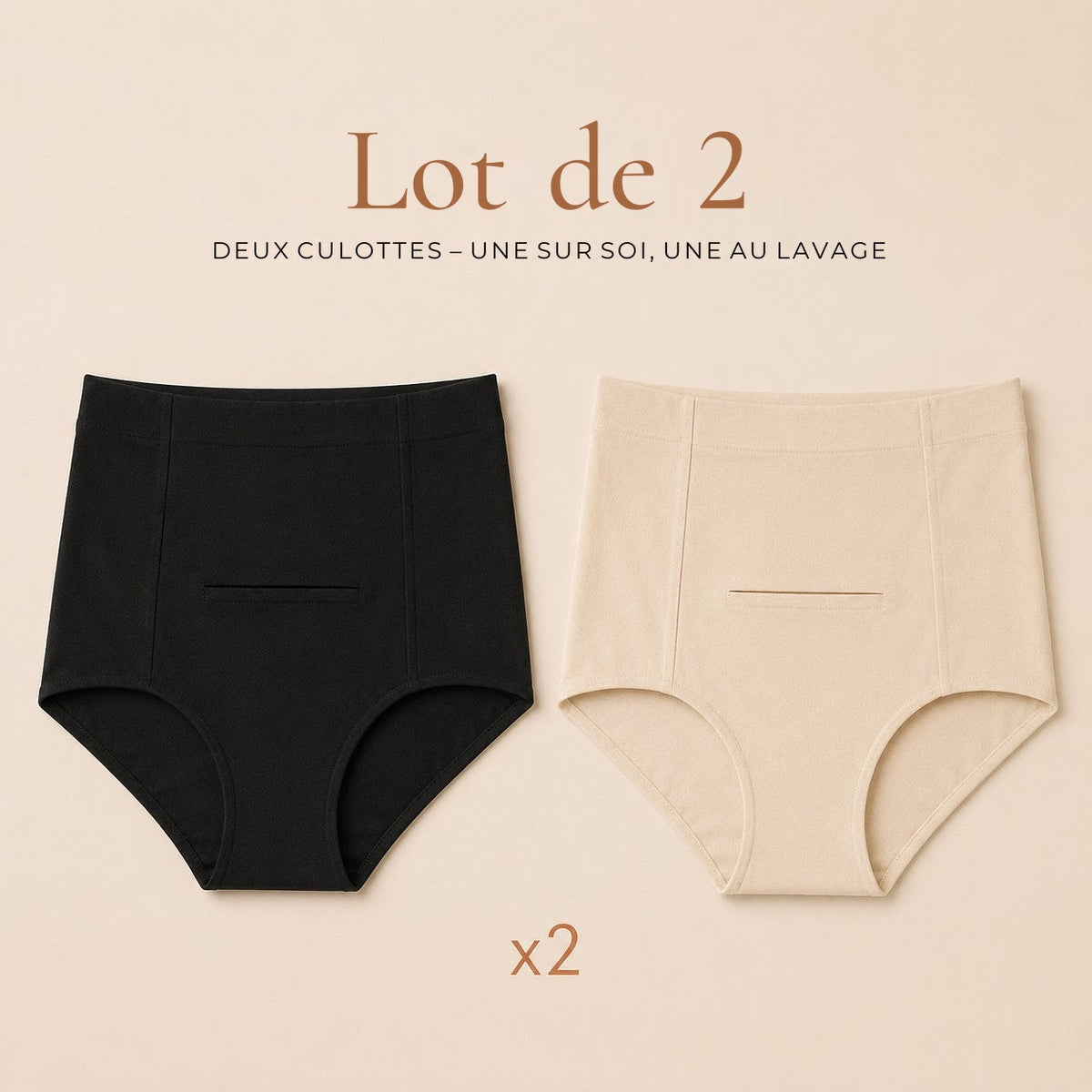 Lot de deux culottes apaisantes post-partum Relievoo, deux culottes incluses, une sur soi et une au lavage rvpumpfr