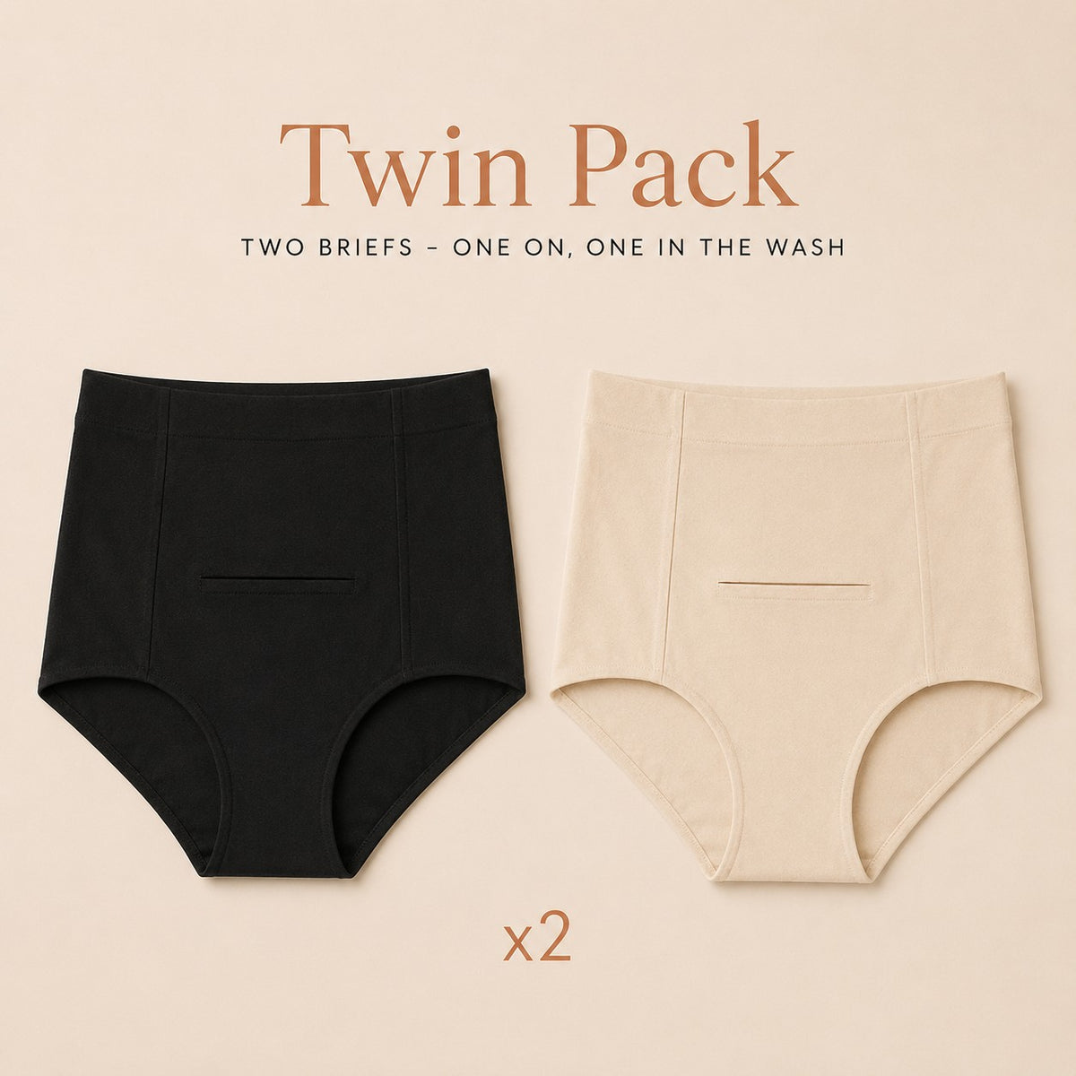 Relievoo Postpartum Soothing Briefs twin pack, two briefs included, one on and one in the wash rvpumpen rvhasar