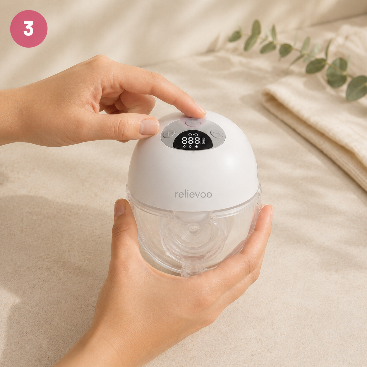 Step 3: Turn on the Relievoo breast pump and select your mode